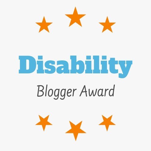 Disability Blogger Award logo. Text bordered by stars